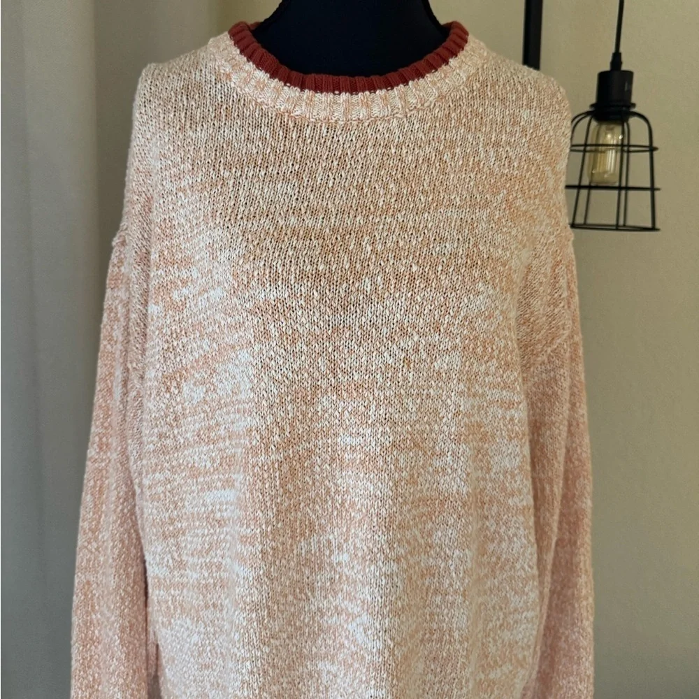 BDG Clark Oversized Cotton Sweater Small Cream Red Crewneck Streetwear